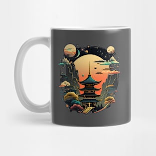 Japanese Temple Tokyo  Asian Inspired Retro Japan Mug